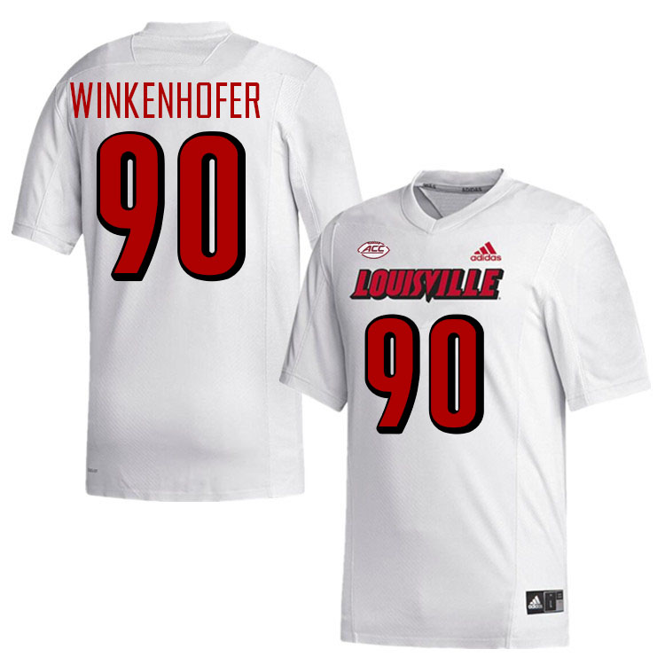 Men #90 Adam Winkenhofer Louisville Cardinals College Football Jerseys Stitched-White